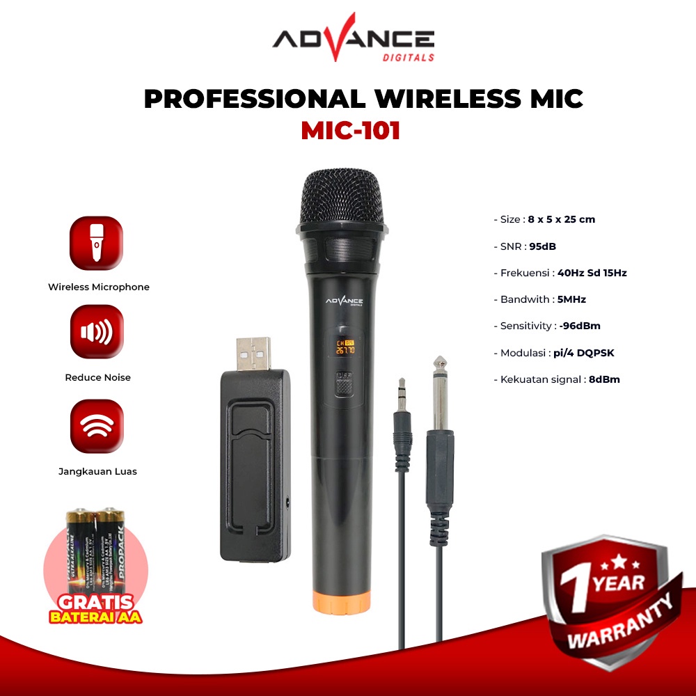 Advance Professional Wireless Microphone Single Mikropon MIC101