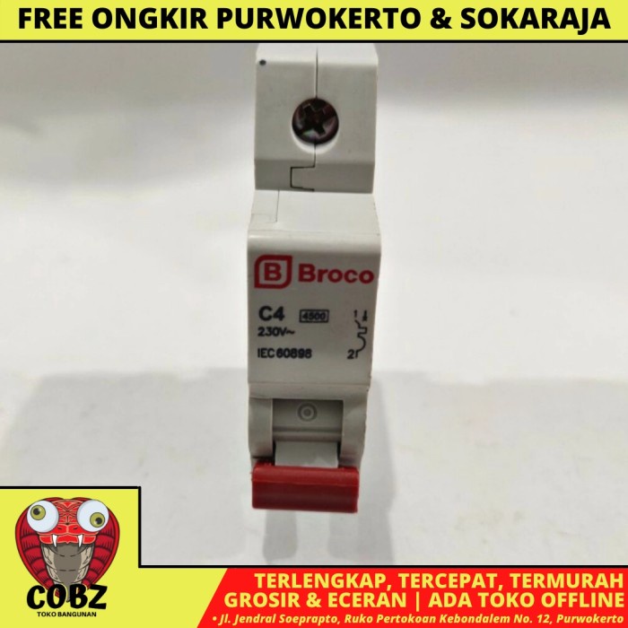 4A / BROCO MCB PEMUTUS ARUS SEKRING LISTRIK 1 PHASE