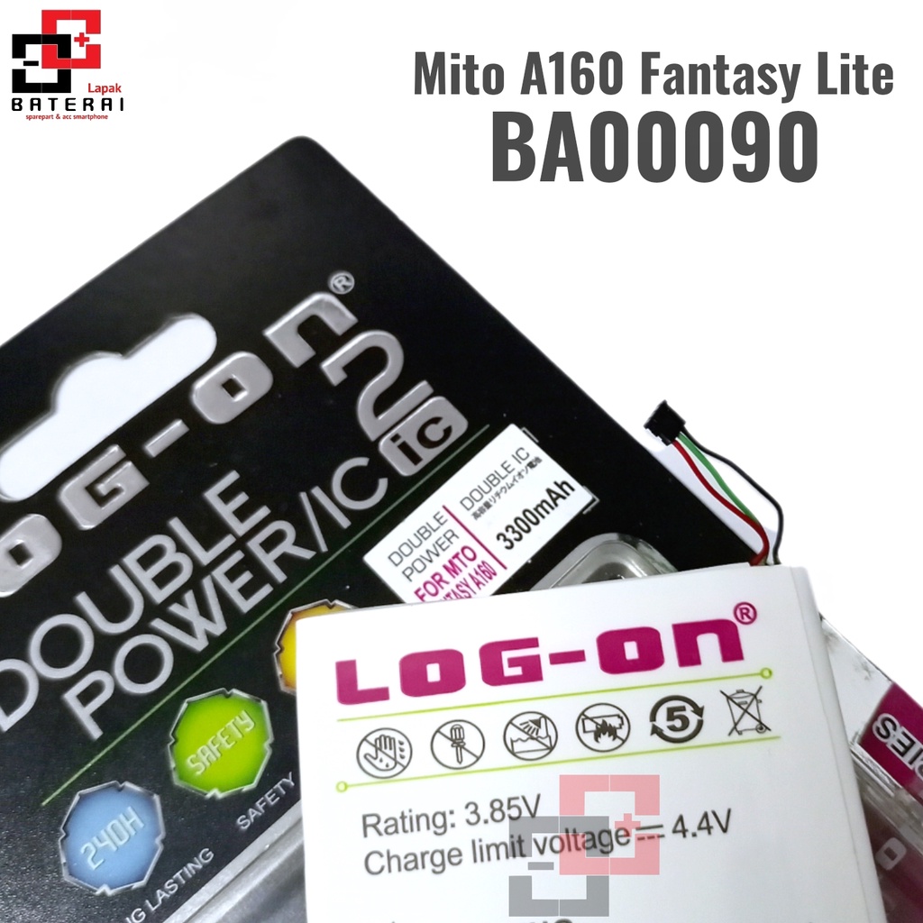LOG - ON Baterai Mito A160 Fantasy Lite BA00090 Double IC Protection Battery Batre