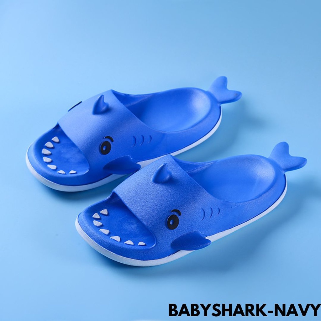 SANDAL SELOP ANAK-ANAK HIU LUCU KARTUN FAVORIT ANAK IMPORT BAHAN RUBBER BABYSHARK