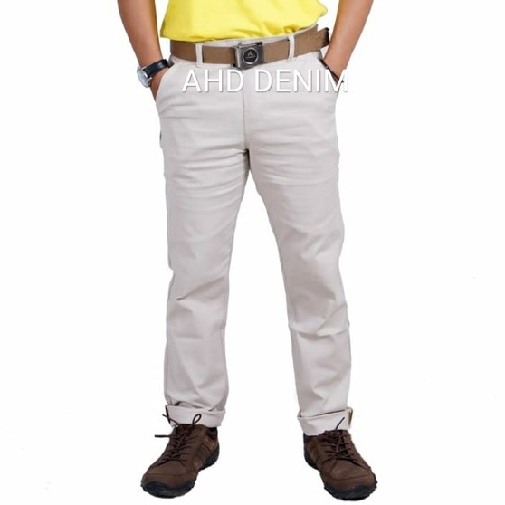AHD DENIM Celana Panjang Chino Bahan Slim fit Formal Cowok Chinos Pants Cream