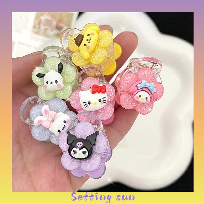 Jepit Rambut Bunga Transparan Cinnamoroll Kuromi Teenage Student Cartoon Sweet Hair Clip TN