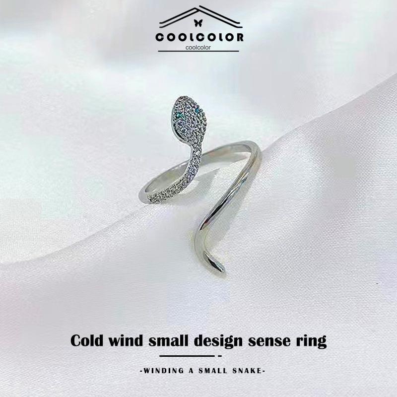 COD❤️Cincin Kristal Ular Adjustbale Desain Zircon Cincin Untuk Wanita- cl