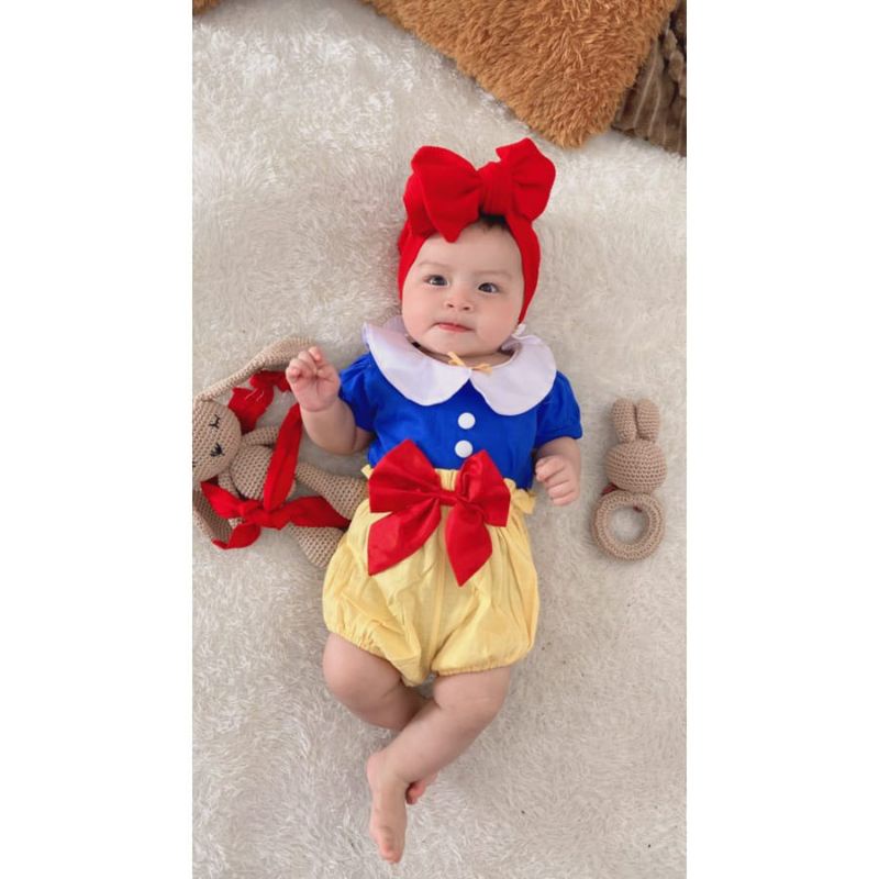 [0-12 bulan] SET JUMPER BAYI CEWEK 0-12 BULAN SNOW WHITE / SET JUMPER CELANA BLOOMERS BANDANA BAYI PEREMPUAN LUCU