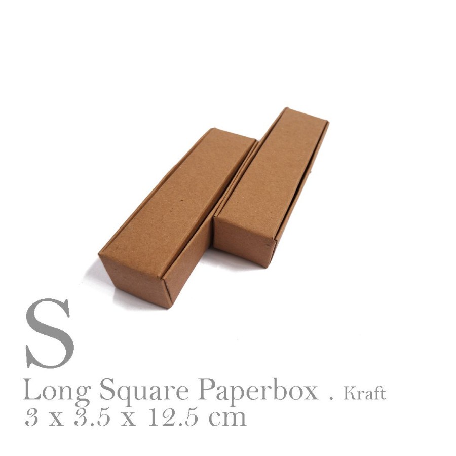 

100 pcs long paperbox square small packaging gift souvenir pesta box kraft liner kemasan souvenir mini uk 3x3.5x12.5cm