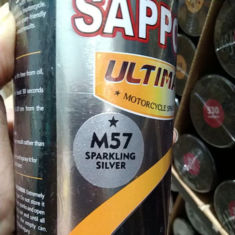 cat spray pilok pilox cat semprot sapporo ultimate saporo m57 saprkling silver silver metallic  doff dof 400ml