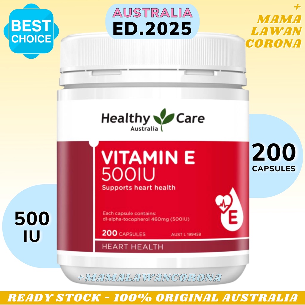 HEALTHY CARE Vitamin E 500IU 500 IU 200 Capsules Vit E Kapsul Capsule /  BLACKMORES Natural 150