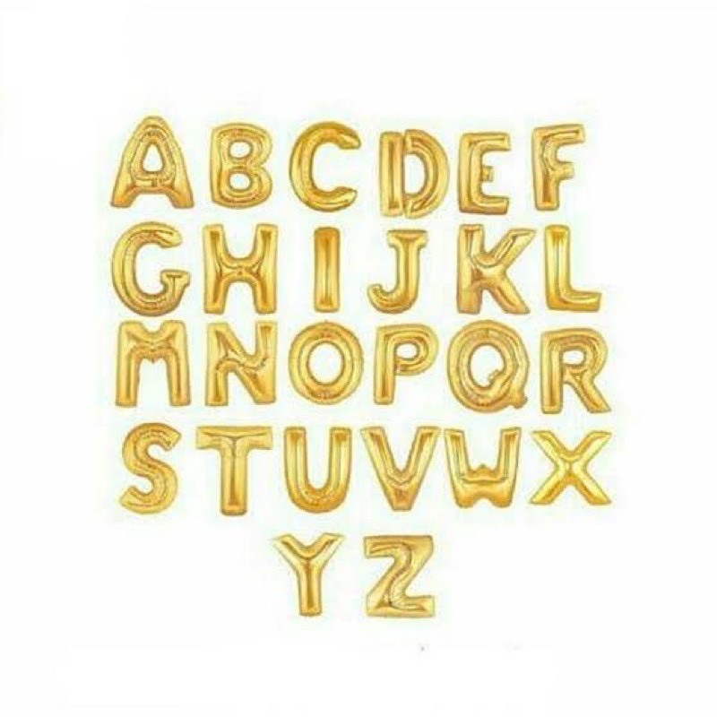 BALON FOIL GOLD HURUF ±40cm Ballon Foil Abjad Alphabet Polos Balon Huruf Satuan ± 40 Cm Murah