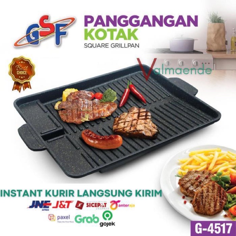 Grill Pan Panggangan BBQ anti Lengket GSF 4517 Yakiniku Bulgogi Pan Alat Pemanggang Multifungsi