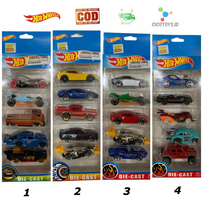 HOT WHEELS SET ISI 5 - MAINAN MOBIL ANAK
