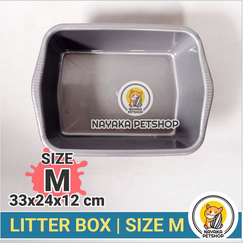 Size M Litter Box Kucing Cat Toilet Bak Pasir Baki Zeolit Gumpal Wangi Wood Pellet Kotak Kotoran Hewan