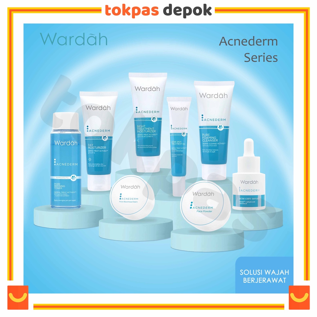 Wardah Acnederm Series Day / Night Moisturizer / Serum / Pore Refining Toner / Pore Blackhead Balm /