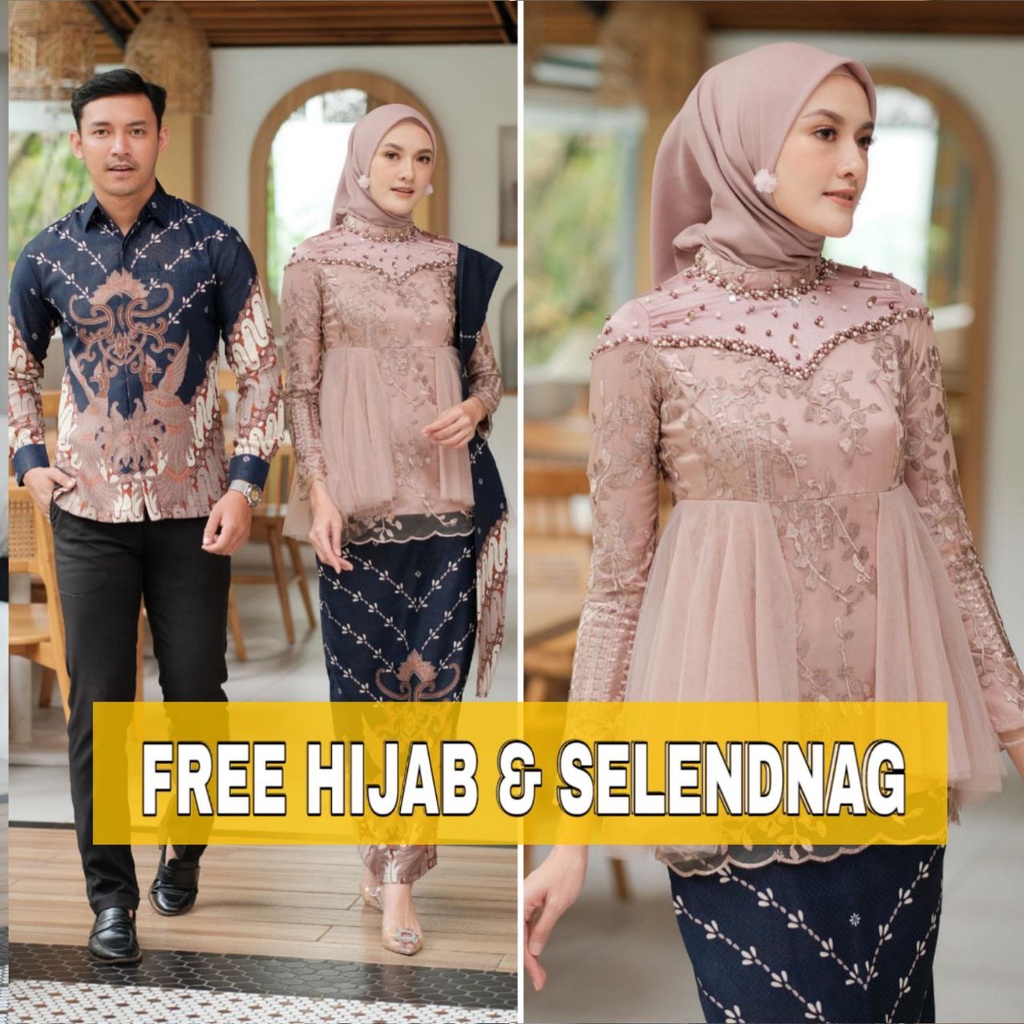 Kebaya Couple Amera Free HIjab Kebaya Batik Couple Modern Kebaya Couple Lamaran