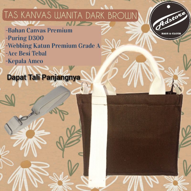Tas Selempang Wanita Kanvas (Dark Brown)