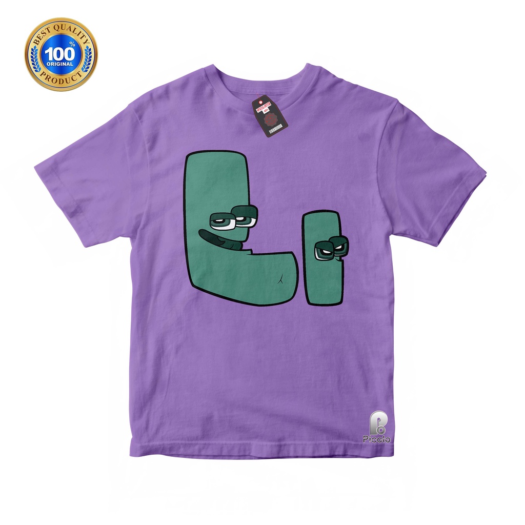 BAJU ANAK KAOS ATASAN ANAK HURUF L ALPHABET LORE UNISEX Bahan COTTUN (FREE NAMA)