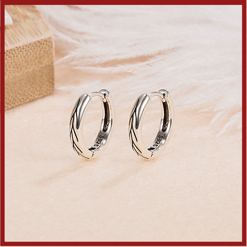 Anting S925 Alloy Perak Pria Sinomenium Acutum Earrings U1188