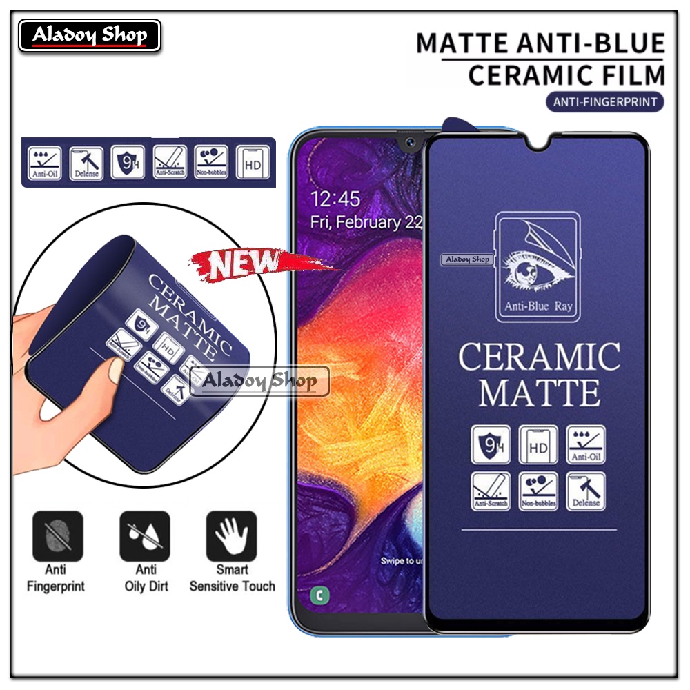 PAKET 3IN1 Anti Gores Blue Matte Anti Glare Samsung A50/A50S/A30S + Tempered Glass Camera dan Skin Carbon