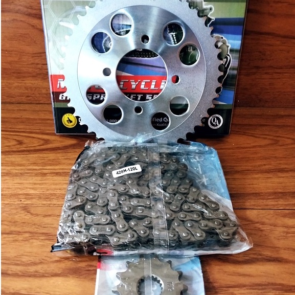 GEAR SET THUNDER 125 GIR PAKET THUNDER 125 GIRSET THUNDER 125 GIR DEPAN BELAKANG RANTAI 428-112 45T-