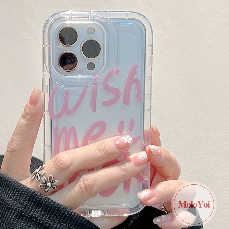 IPHONE Ins Fashion Graffiti Huruf Case Kompatibel Untuk Iphone13 11 14 12 Pro MAX 6 6S 7 8 Plus XR X XS MAX 7plus 8plus Shockproof Airbag Lembut TPU Anti Jatuh Bening Penutup Belakang