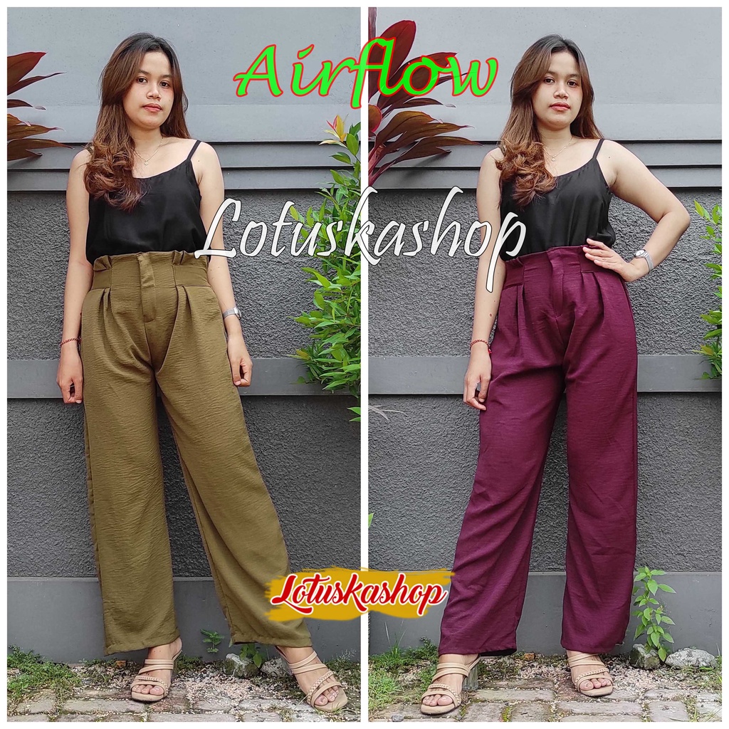 Celana Kulot Highwaist Pita Crincle Airflow