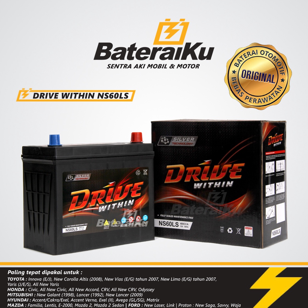 JUAL AKI MOBIL DRIVE NS60LS AKI KERING UNTUK CIVIC, CRV, YARIS, DLL