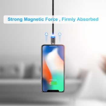 Kabel Charger Data Magnetic USB Type C 1 Meter Dengan Lampu Indikator Led Warna Biru / Kabel Data Led Usb / Kabel Casan Tipe C Fast Charging / Kabel Casan Magnet LED Android Micro Usb Tipe C Iphone Kabel Magnet / Kabel Data Casan Charger USB Tipe C Murah