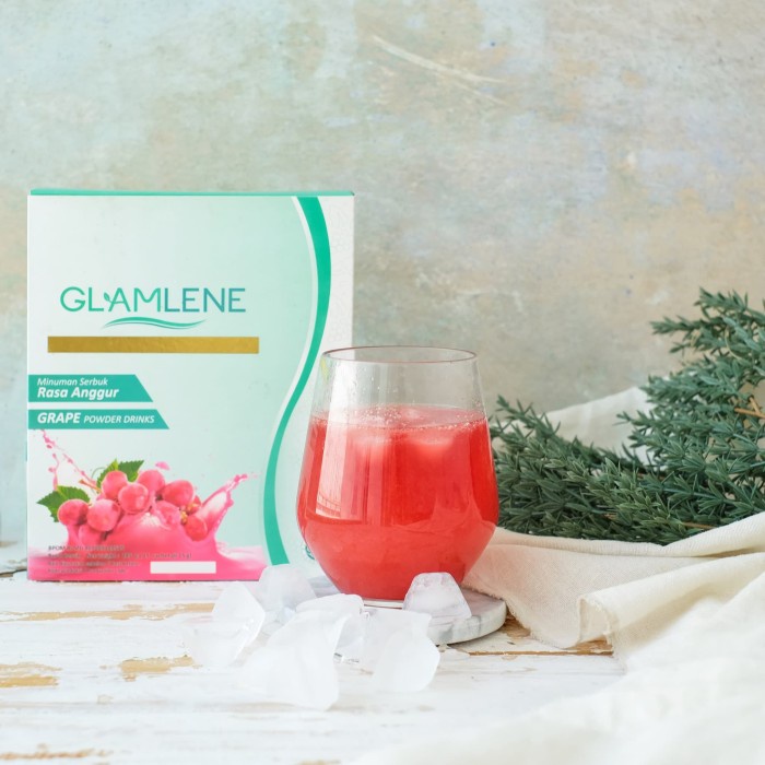 Glamlene Fiber detox Minuman serbuk Collagen rasa Anggur Pelangsing 1 box isi 15 sachet