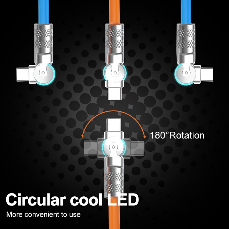 180°Berputar 120W Kabel Charge Super Cepatyp 6A Silikon Cair USB Ke Te C Charge Kawat Untuk Jalur Pengisian Ponsel Tipe C