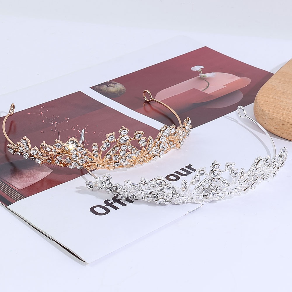 Bando Berlian Imitasi Mahkota Hairband Manis Wanita Gadis Pernikahan Pengantin Hiasan Kepala Wanita Hiasan Kepala Aksesoris Rambut INS Style Elegan Korea