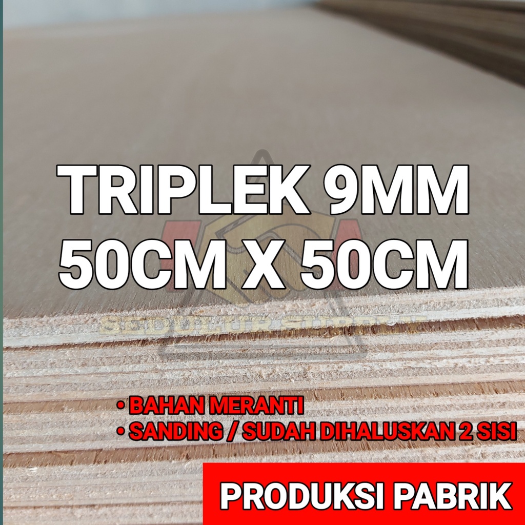PAPAN KAYU TRIPLEK / MULTIPLEK FULL 9MM MERANTI UTY UKURAN 50 x 50 cm / TRIPLEK MERANTI