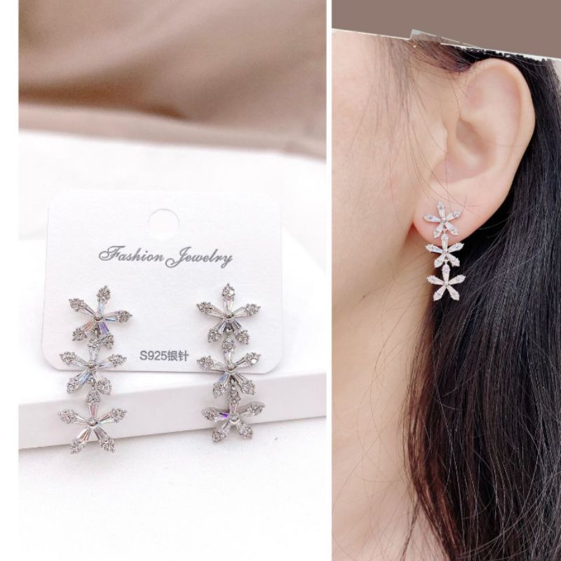 Anting Silver925 Full mata Kilau anting silver925 Perak  Anti Karat anti alergi anting premium berlian kilap 041