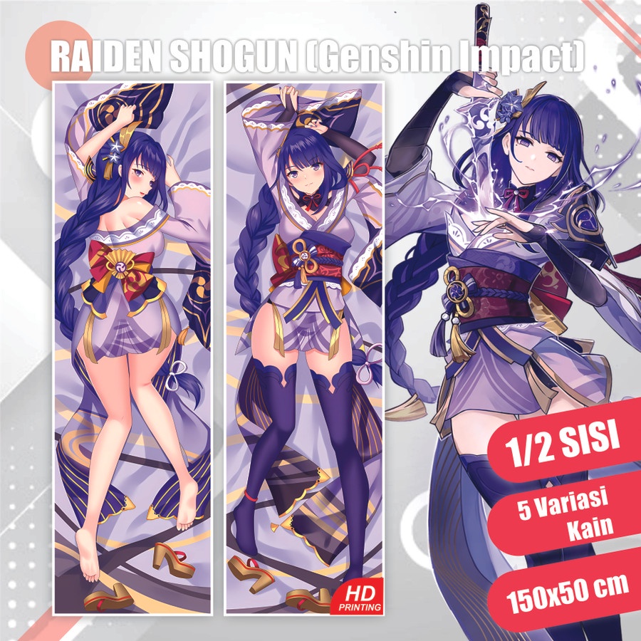 Dakimakura Raiden Shogun Baal Genshin Impact 150x50 cm (Cover Only)