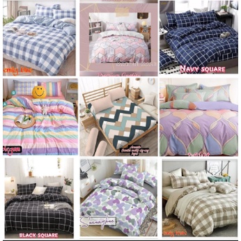 READY //NEW Sprei motif kotak / sprei aesthetic korea series/sprei Emily motif kotak kotak