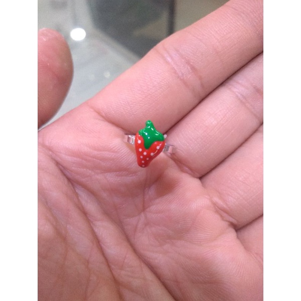 Cincin Anak Strawbery emas putih 750