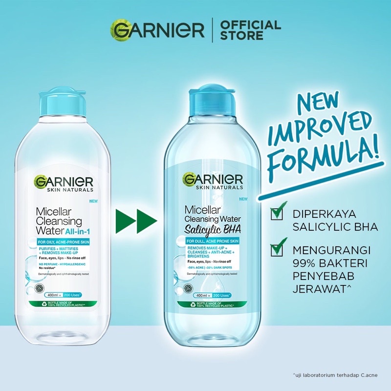 Garnier Micellar Cleansing Water Pink, Blue, Bipase Oil, Vit C, Rose Water 400 ml 125 ml 50 ml