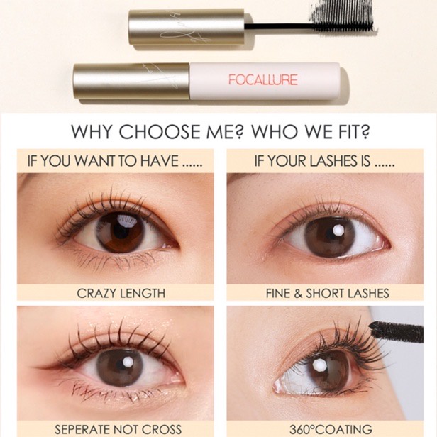 FOCALLURE Maskara Focallure Mascara Focallure Curling Eyelash Tahan air Focallure Mascara Eyeliner Fiber Eyelash Primer FA160 FA169