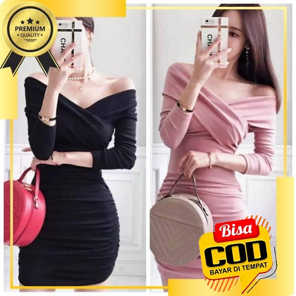 Aloes - Satin Slip Dress / Casual Dress Dress Wanita Terbaru Korean Style Dress Natal Gaun Wanita Ke