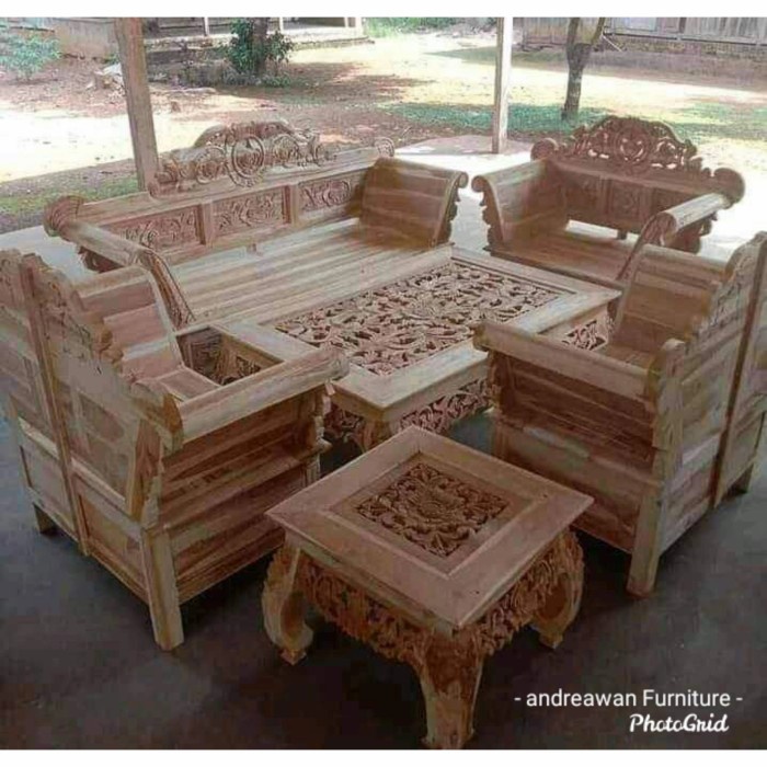 kursi tamu jati madura matahari belum finishing