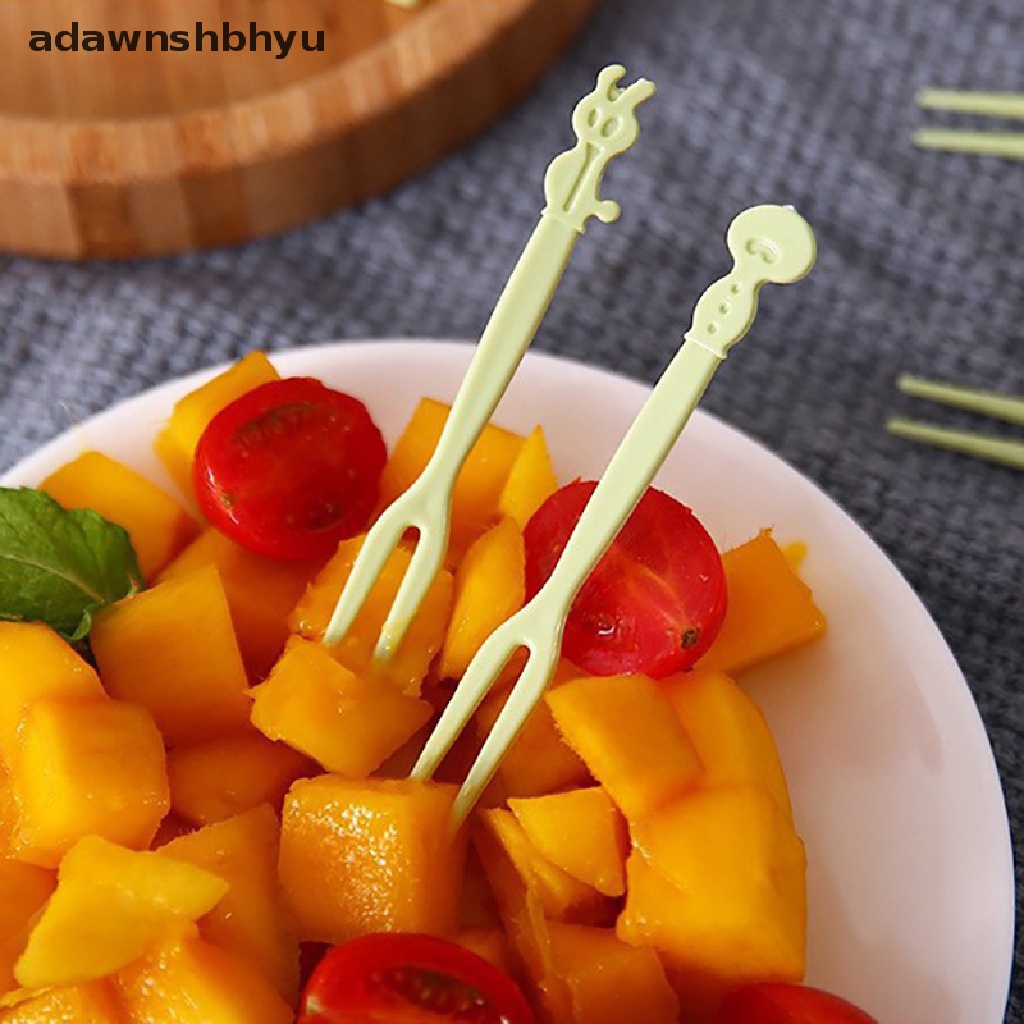 Adawnshbhyu 50 Pcs Kartun Plastik Garpu Buah Tusuk Gigi Bento Kotak Makan Untuk Pesta Ulang Tahun Anak Snack Kue Dessert Pilihan Forks ID