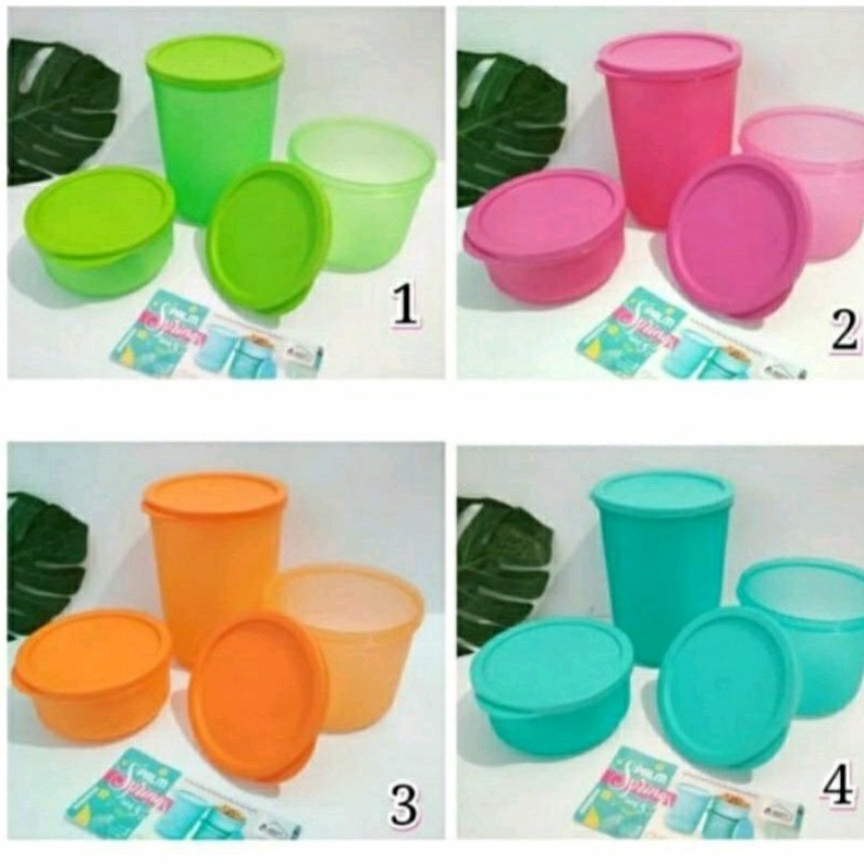 Toples Biggy Palm Spring Series Set 3in1 Toples Makanan Bulat Warna