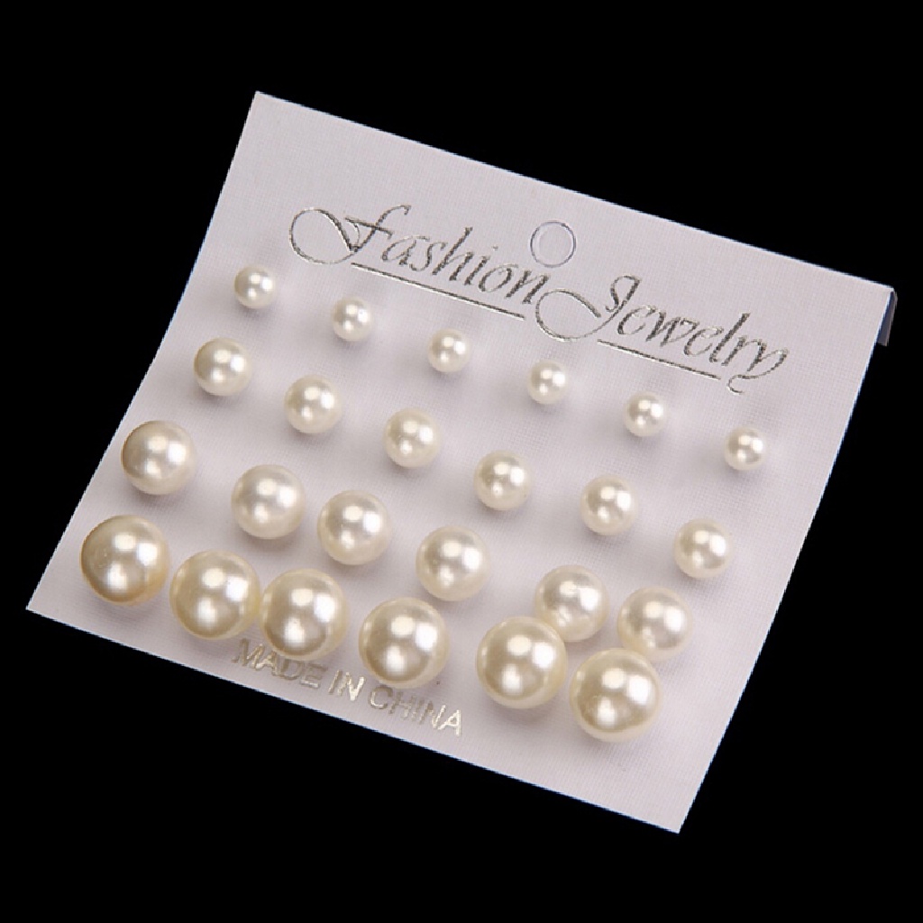 /Fashion Hot// Fashion// 12pasang Baru Wanita Fashion Mutiara Imitasi Bulat Telinga Stud Anting-Anting Set Pesta Pernikahan.