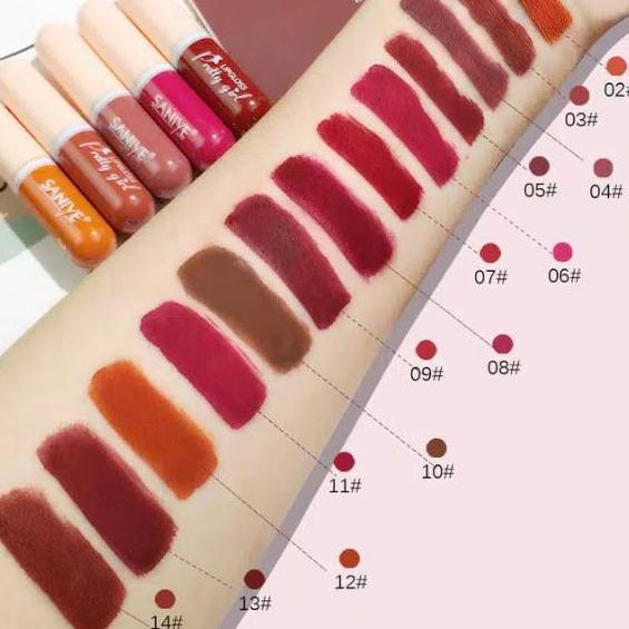 BPOM SANIYE Mini Lip Cream Capsule Matte Lipstick 14 Warna