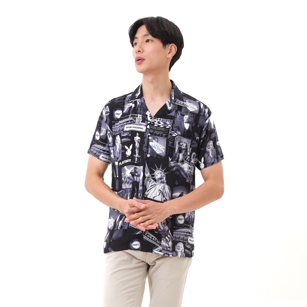 SANVANINA Kemeja Pantai Unisex Motif Hawaiian - Hollywood Shirt E-2045