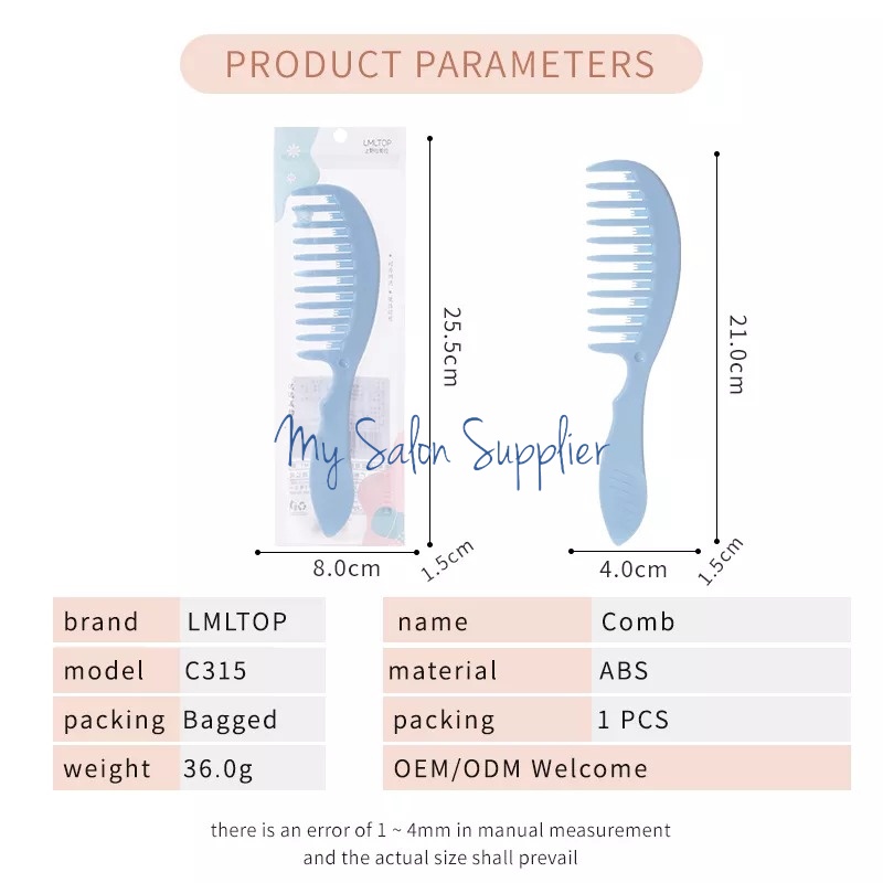 Sisir Rambut Detangling Wide Tooth Comb Lameila C315