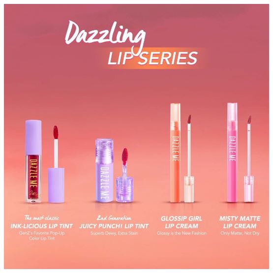 DAZZLE ME Misty Matte Lip Cream | Silky Kiss Lip Matte Non Sticky 12 Jam Tanhan Air ala kore