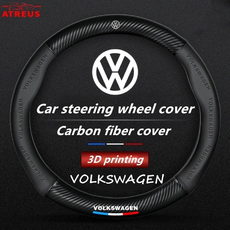 Volkswagen Cover Setir Mobil Untuk Polo Volkswagen Golf mk3 mk6 mk7 Scirocco Beetle Passat B5 B6 B7 CC B8 T5 Auto Steering Wheel Cover Pelindung Kemudi Interior Mobil 3D