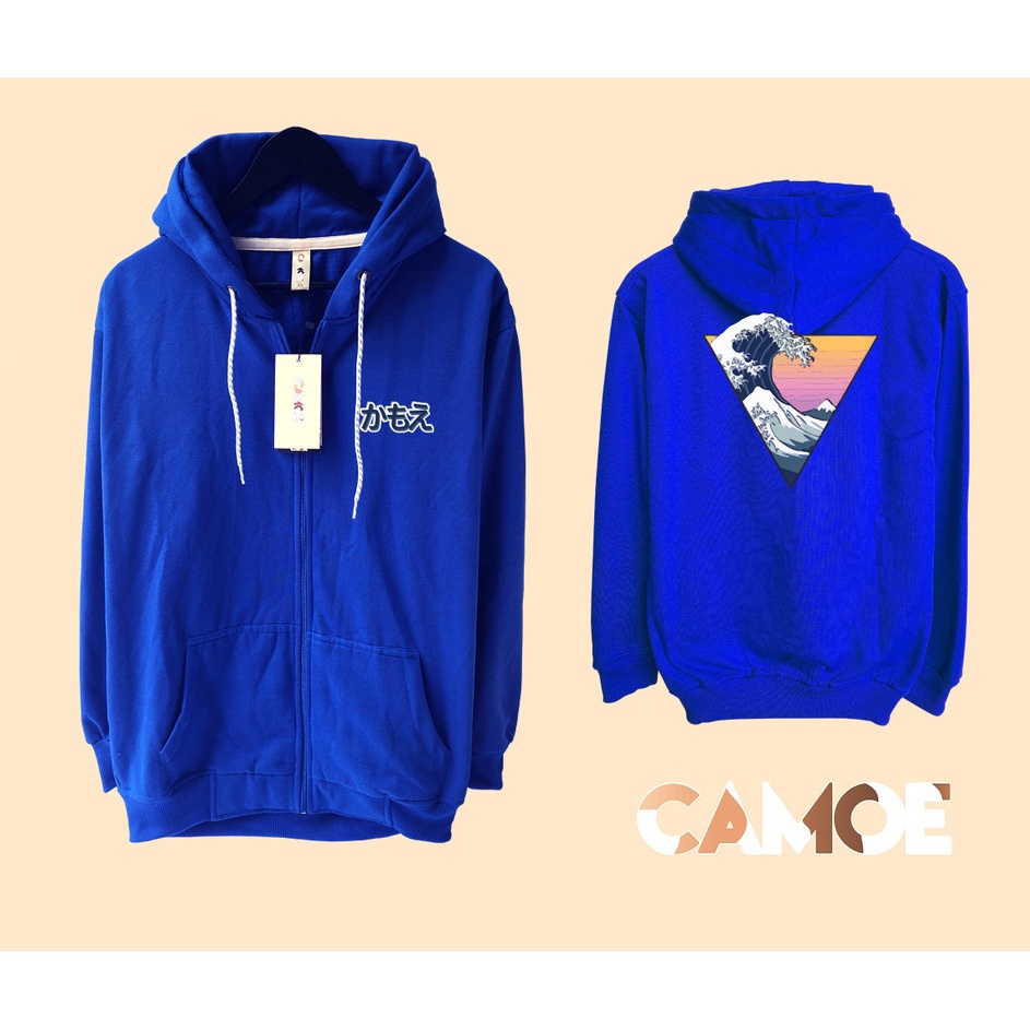 Jaket Hoodie Zipper CAMOE Japan Wave Ombak Jepang