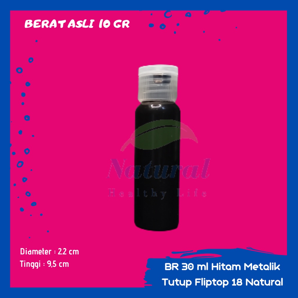 BOTOL 30ML HITAM FlIPTOP NECK 18 BAHAN PET