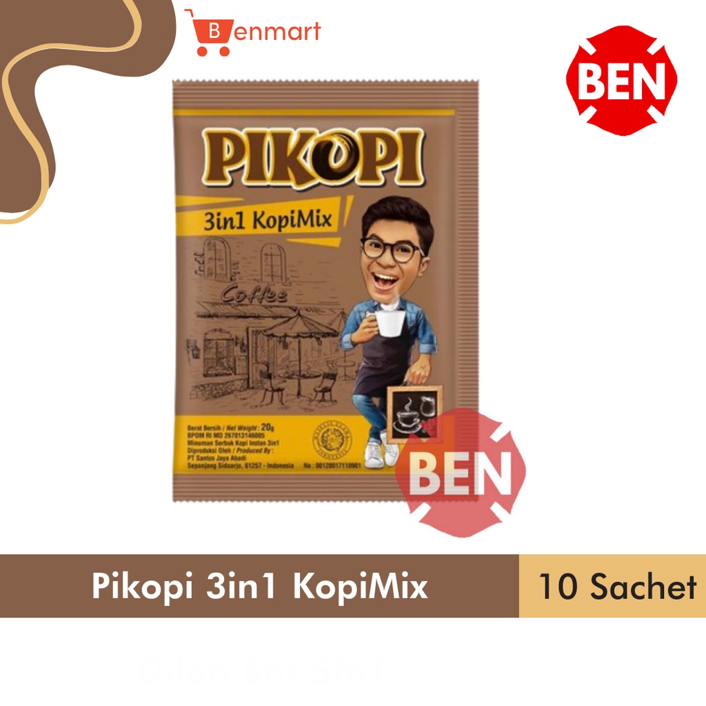 

Pikopi 3in1 KopiMix 1 Renceng 10 Sachet Pcs - Kopi Mix Coffee Dus