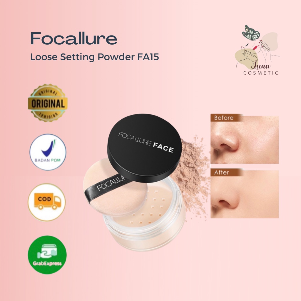 FOCALLURE Oil Control Loose Powder Natural Bedak Tabur- Hingga 12 Jam Make Up